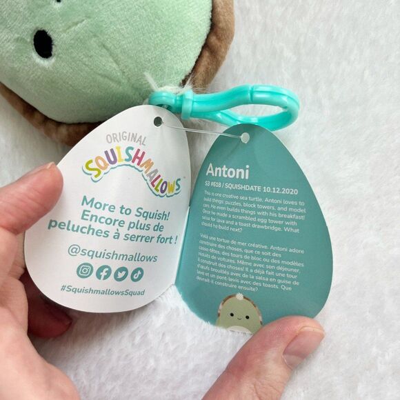 Squishmallow Antoni The Sea Turtle Clip - Picture 4 of 5
